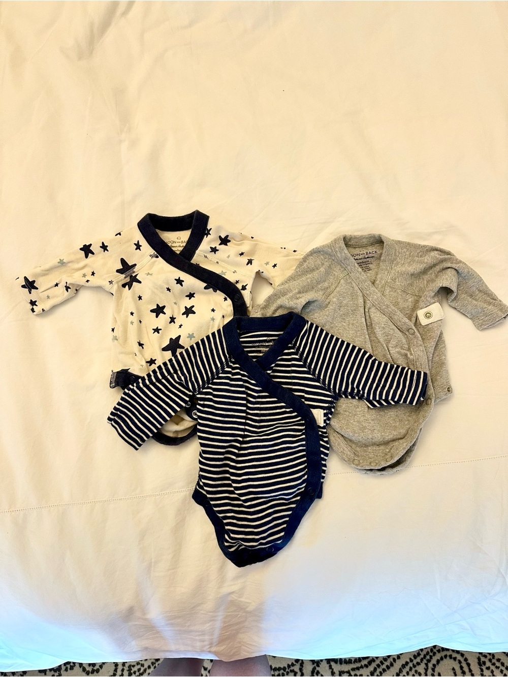 Hanna Anderson Moon and Back Three-Pack Newborn One-Piece Bodysuits